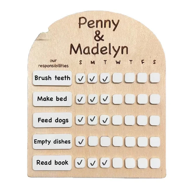 Students Good Habits Checklist Board to Do List for Kids with Pen DIY Wooden Chore Chart Planning Board for Routine Chart