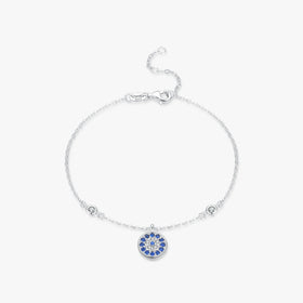 Blue Zircon Adjustable Chain Link for Women Fine Jewelry Birthday Gift 925 Sterling Silver Delicate Charm Evil Eyes Bracelet
