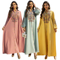 AB458 Muslim Women's Clothing Long Sleeve Robe Embroidery Rope Middle East Dubai Abaya Women Muslim Dress Jalabiya for Women