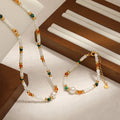 Hypoallergenic Colorful Natural Stone Bracelets Necklaces Stainless Steel Jewelry for Women