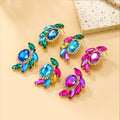 New Fashion Metal Full Crystal Flower Stud Earrings Multicolor Rhinestone Diamonds for Women Shiny Wedding Party Jewelry