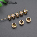 Anti Fading Gold Plated CZ Paved Brass Roundel Spacer Loose Beads for Jewelry Making