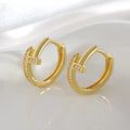 Meetyoo New Design Women Hoop Earring Brass 14K Gold Plated Waterproof Zircon Stone Women Round Trendy Shiny Stack Hoop Earring