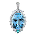 Sparkling Rhodium Plated Silver 925 Natural Sky Blue Topaz Pendant Women's Anniversary Gift Chic Charm Pendants