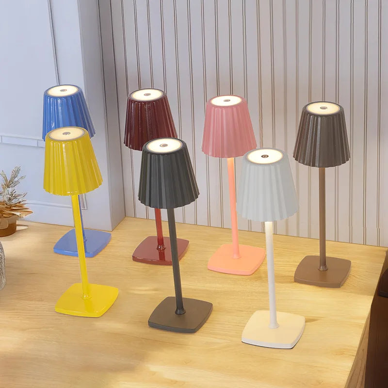 JAIYI Factory Direct USB Touch LED Table Lamp Dimmable Three-Color Light for Bed & Restaurant Decoration
