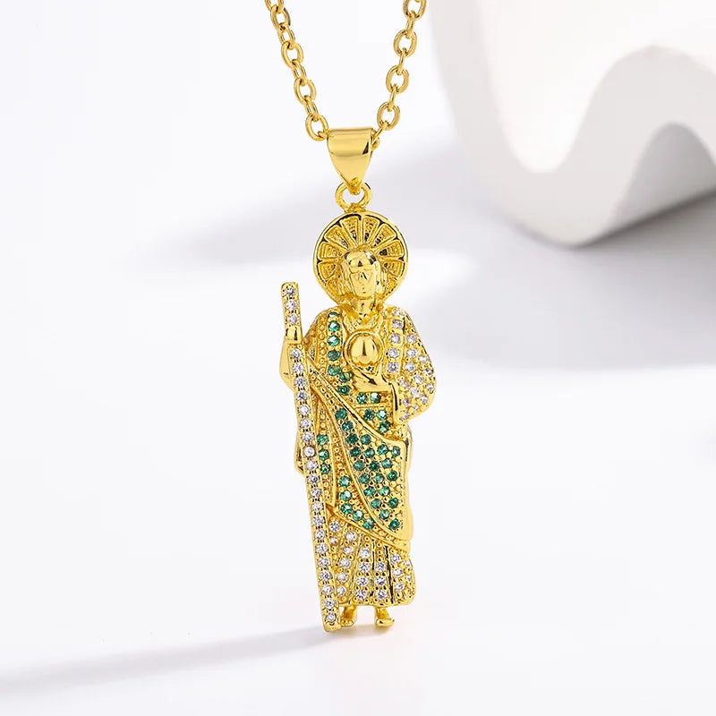 New Hip Hop Hipster St. Jude Necklace Pendant Stylish Encrusted Zircon Jesus Pendant Factory Direct
