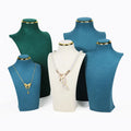 Beige Black Green Luxury Microfiber Necklace Display Stand Leather Jewelry Mannequin Bust Category Jewelry Container