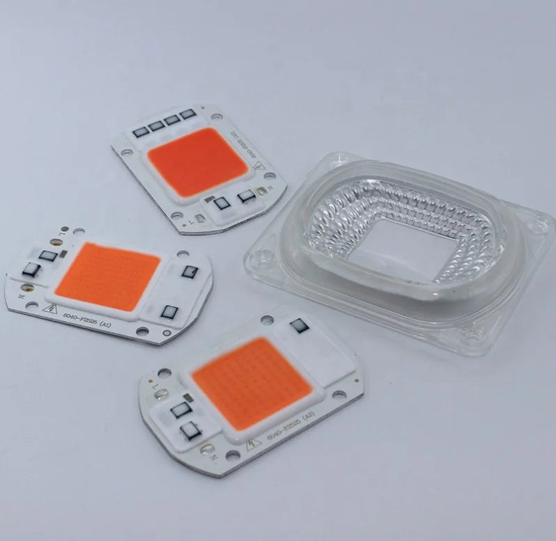 DIY Led Optical Lens Cob 100w 50W Driverless AC COB Led Lens with Reflector and Silicone Ring