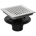 Factory Wholesale 6 Inch Square 304 Stainless Steel Brushed Bathroom Linear Drain with Flange Vertical Outlet Shower Floor Drain