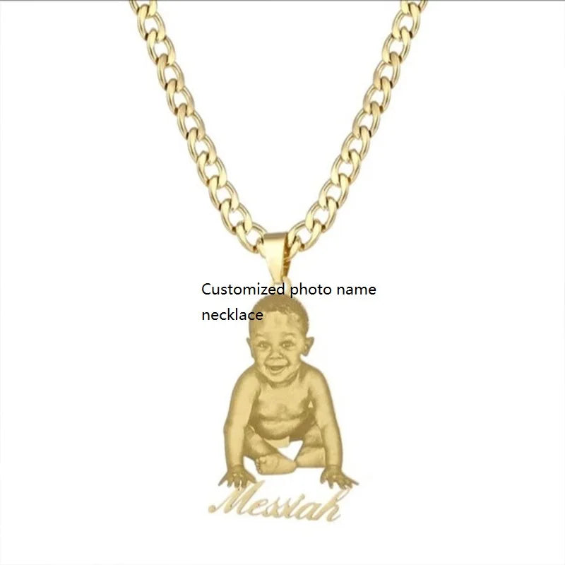 Customized Creative Women's Cartoon Character Zircon Pendant Necklace with Personalized Stainless Steel Name Plate-Gift Jewelry