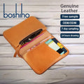Boshiho Customized Crazy Horse Slim Genuine Cowhide Leather Card Holder Vintage Short Wallet Open Minimalist Credit Card Wallet