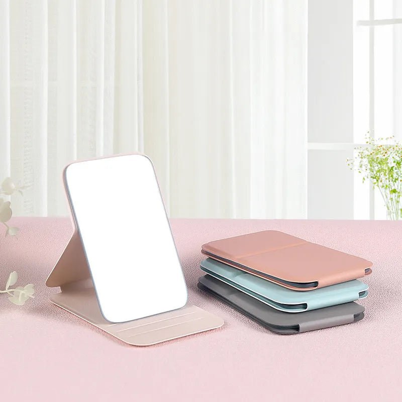 Premium Portable Mini Size Foldable PU Leather Standing Makeup Pocket Mirror for Travel