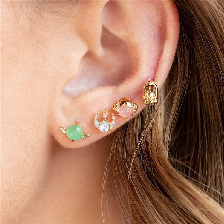 SP Korean Cute Fashion Stud Jewelry Cartoon Zircon Stud Earrings for Women