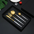 Hot Sale 4 Pcs Portable Box Cutlery Set Green Gold Flatware Set  Stainless Steel Rose Gold Silver Black Plated Cutlery
