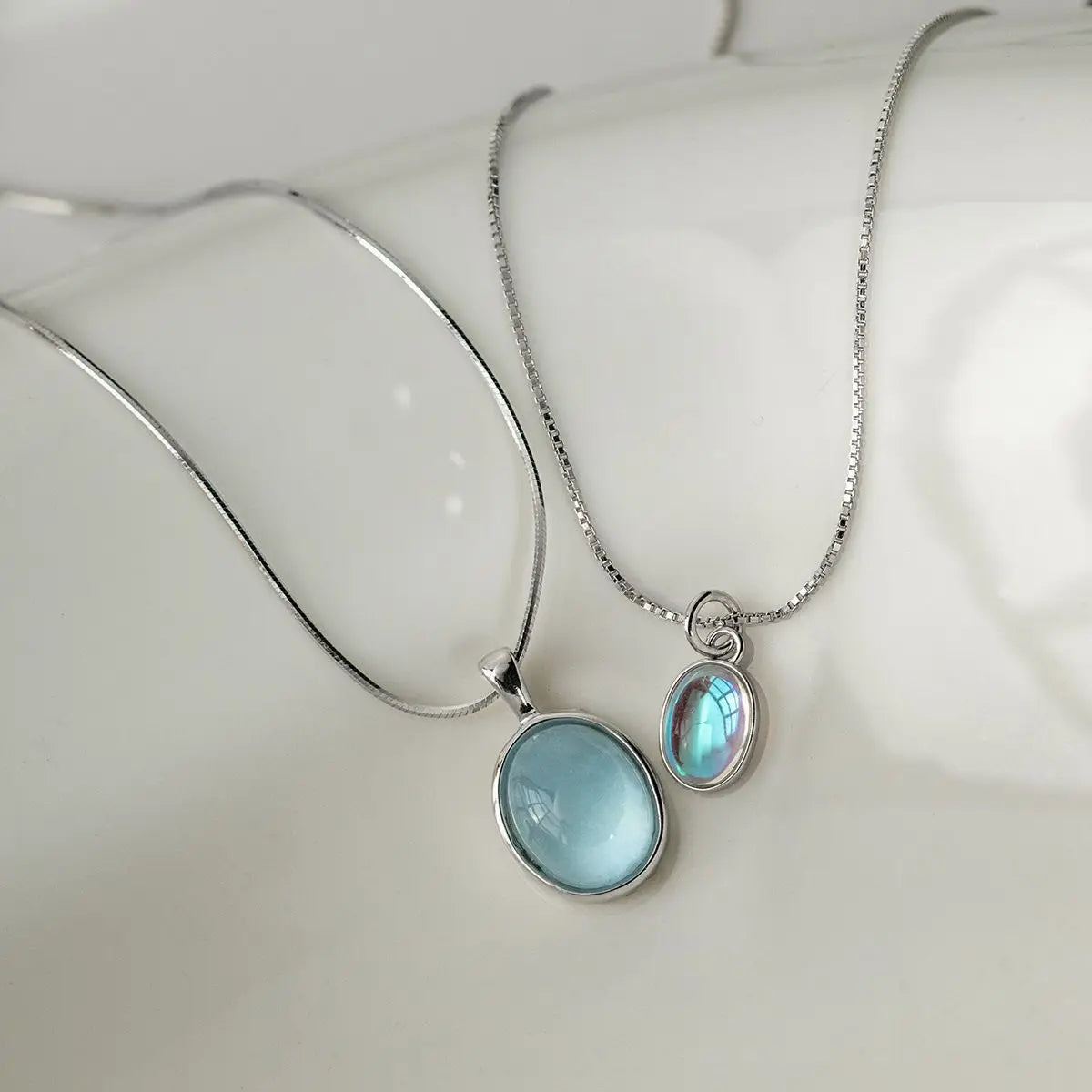 Fashion Sterling Silver 925 Locket Natural Gemstone Necklaces Jewellery PendantChain Necklace for Gift