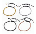 Adjustable 4mm Stainless Steel Bead Bracelet 46pcs Ball Beaded Handmade Silver Gold Black Rose Plating Jewelry Gift