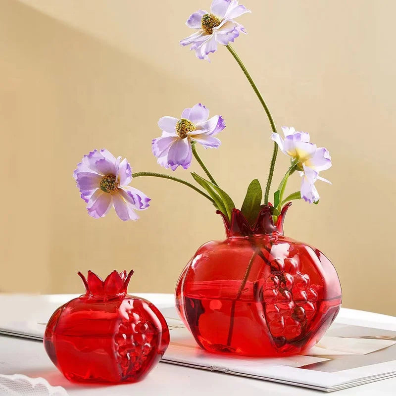 Hydroponic Flower Arrangement Floral Art Vase Wedding Decorative Mini Clear Red Pomegranate High Borosilicate Glass Flower Vases