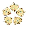 New Design Colorful Point Enamel White Zircon Cubic Stone Setting Gold Color Plating Heart Shape Pendants for Jewelry Making