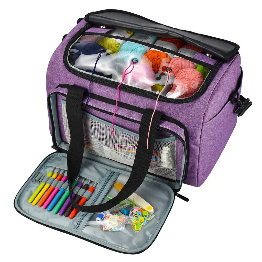 Knitting Bag for Yarn Storage High Capacity Yarn Totes Organizer with Inner Divider Portable