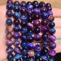 Natural 6/8/10MM Bicolor Purple Tiger Eye Semi Gemstone Loose Beads Round Jewelry Making DIY Bracelet Necklace Earrings MegaBDM