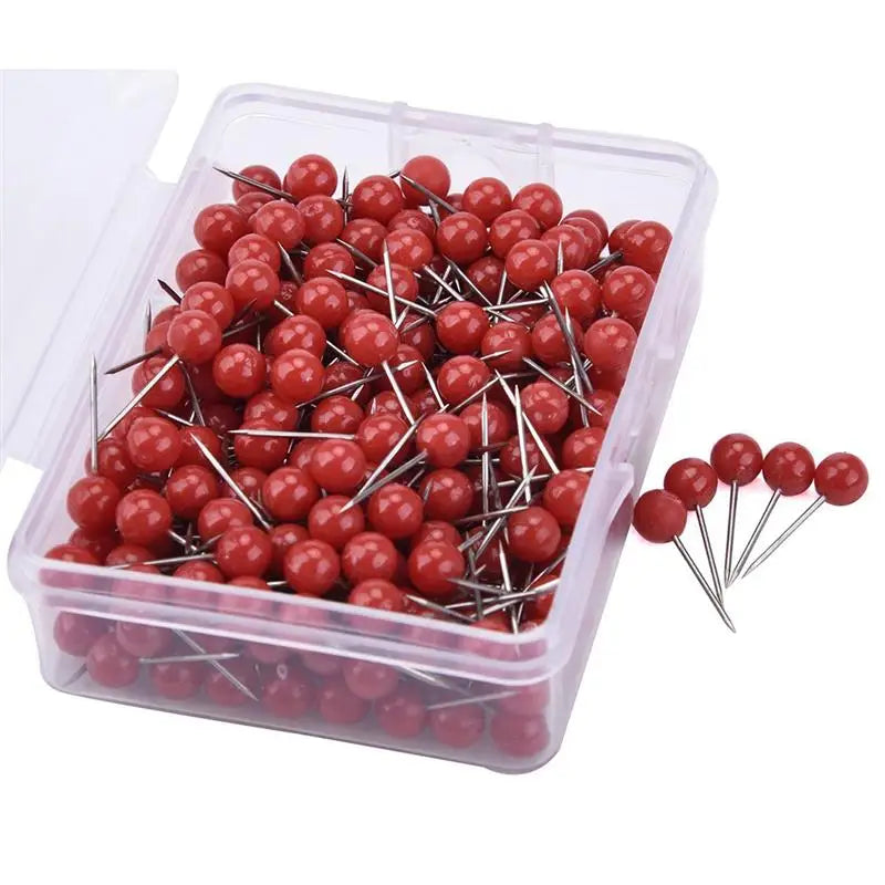 500pcs/box 1/ 8 Inch Red Color Ball Map Push Pins Map Tacks