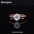 Starsgem 14K Real Gold Jewelry 1.0 Carat Synthetic Lab Grown Lab Diamond Engagement Ring