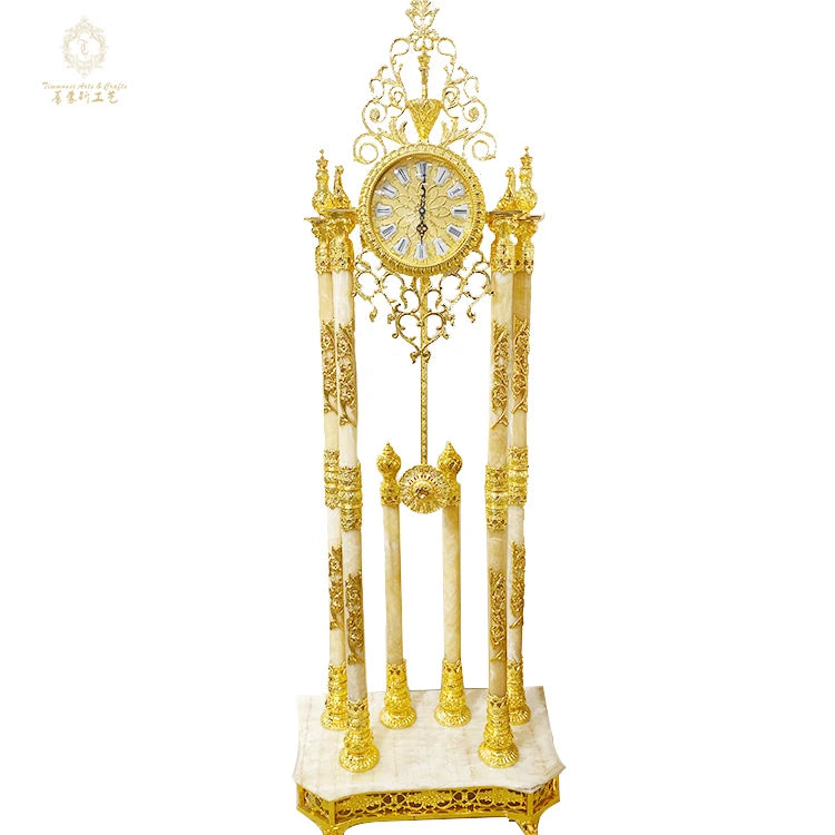 Antique Marble Gold Luxury Grandfather Clock Custom Designed Floor Standing Floor Clocks