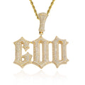 Top Hip Hop Buddhism Initials Necklace Personalised Double Layer CZ Zircon Bling Gold Plated Brass Rope Chain Name Pendant Party