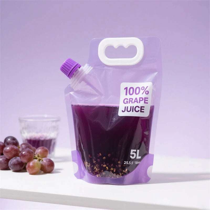Custom Plastic Pack Drinking Water Handle Spout Pouch for Beer Folding Water Large Storage Spout Pouch Plastic Bag