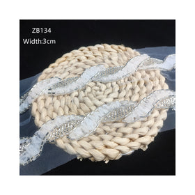 Wholesale Price Embroidery Lace Fabrics for Clothing Material With Beads and Pearl for Bridal Belt Wedding Dresses Evening Go