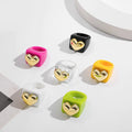 Wholesale New Arrival Resin Gold Plated Girl Acrylic Finger Rings Set