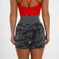 New Wholesale High Waist Sports Wear Camo Jacquard Seamless Yoga Shorts Women Gym Fitness Camo Printing Yoga Short Pants