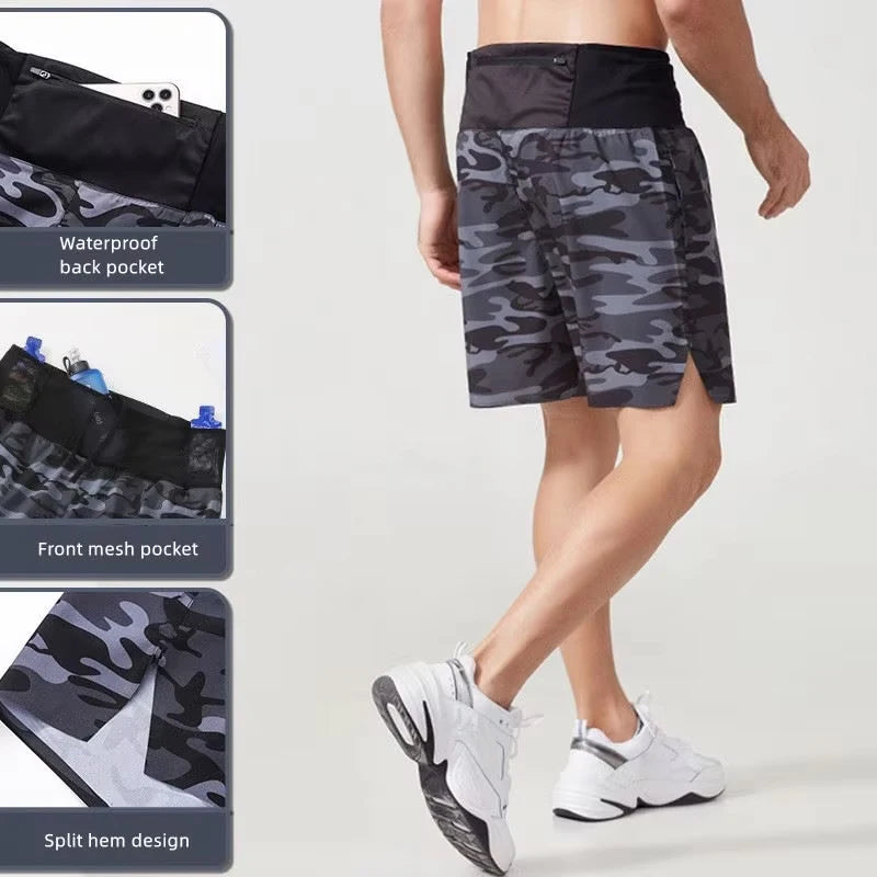 Summer Sports Shorts Men Marathon Seamless Quick Dry Running Shorts With Zipper Waist Pocket Fitness Training Shorts