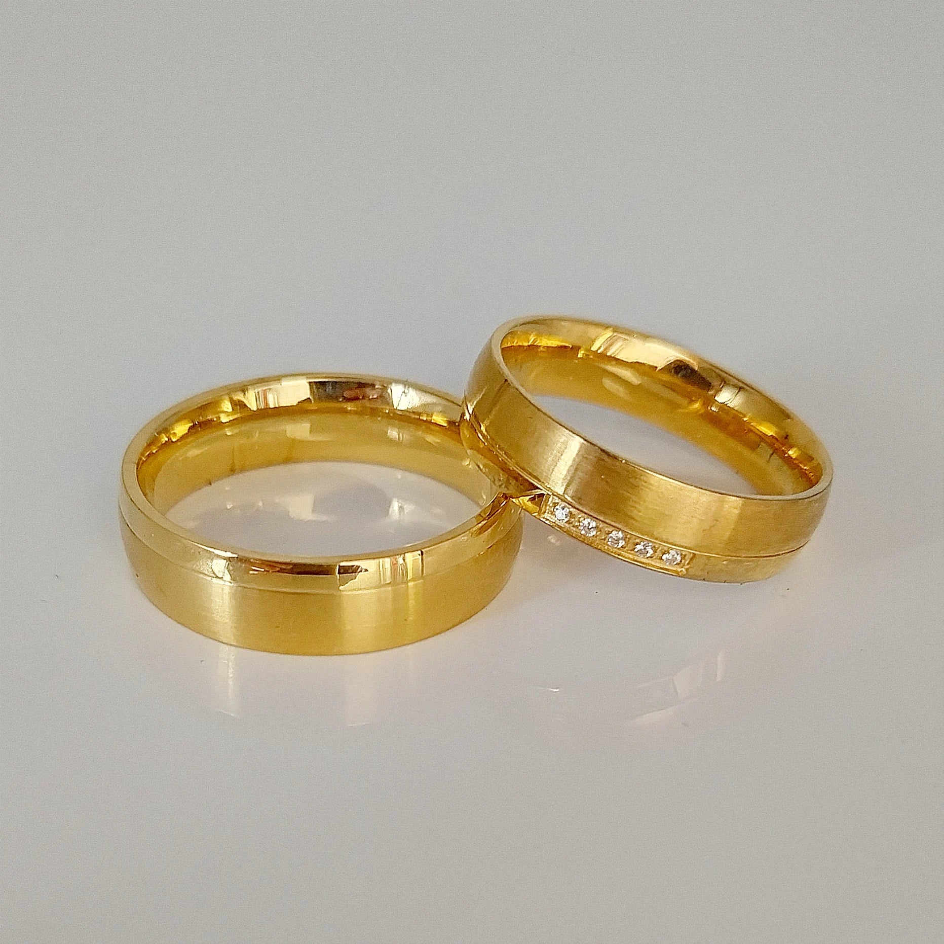 Wedding Rings Gold 18k Plated Couple Dubai Gold Jewelry Set for Men and Women Bague Anillos Eheringe Anel Snubni Prsten