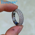 Three Row Thick Ring 925 Sterling Silver D White Color VVS Round Moissanite Diamond for Jewelry Making Wedding Three Row Thick