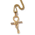 Punk Style Stainless Steel Cross Pendant with CZ Diamond Ankh Retro Snake Pendant for Hip Hop Necklace PVD Plated Chains Gift