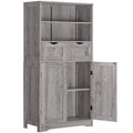 Modern MDF Tall Storage Sideboard Cupboard with 2 Adjustable Drawers for Home Kitchen Living Room Dining Area Storage Cabinet