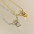 Vintage Stainless Steel Flat Snake Chain Necklace Set Accessories 18k Gold Plated Heart Pendant Necklace for Women