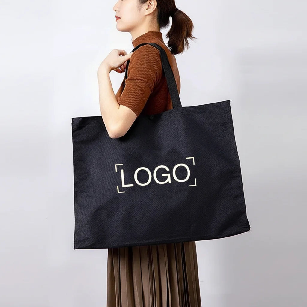 Custom High Quality Reusable Black College Student Oxford Fabric Tote Shopping Bag with Design logo