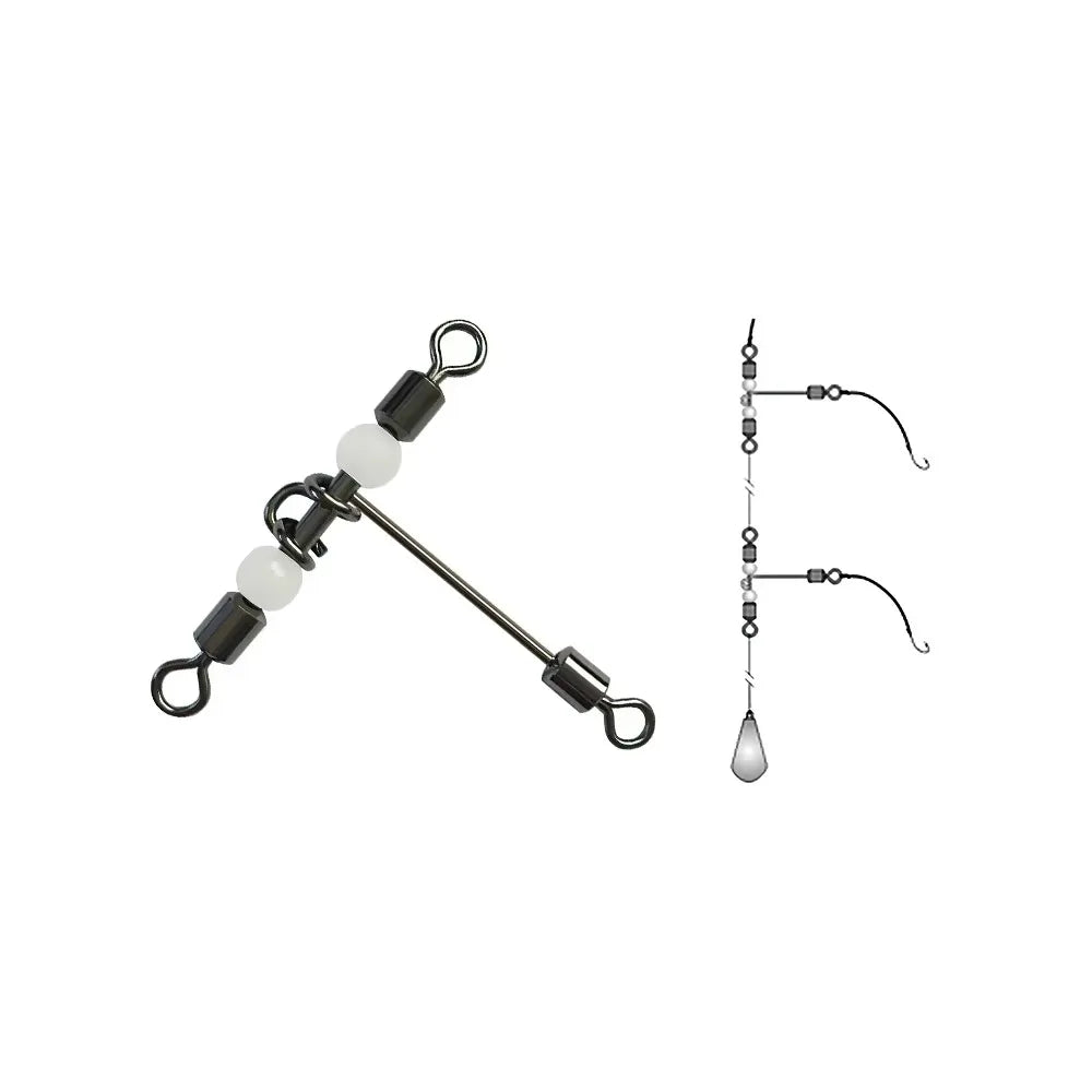 3-Way Luminous T-Shaped Stainless Steel Swivel Snap Hook Accessory for Fishing Cross-Line Rolling Carp Sea Connector Tool