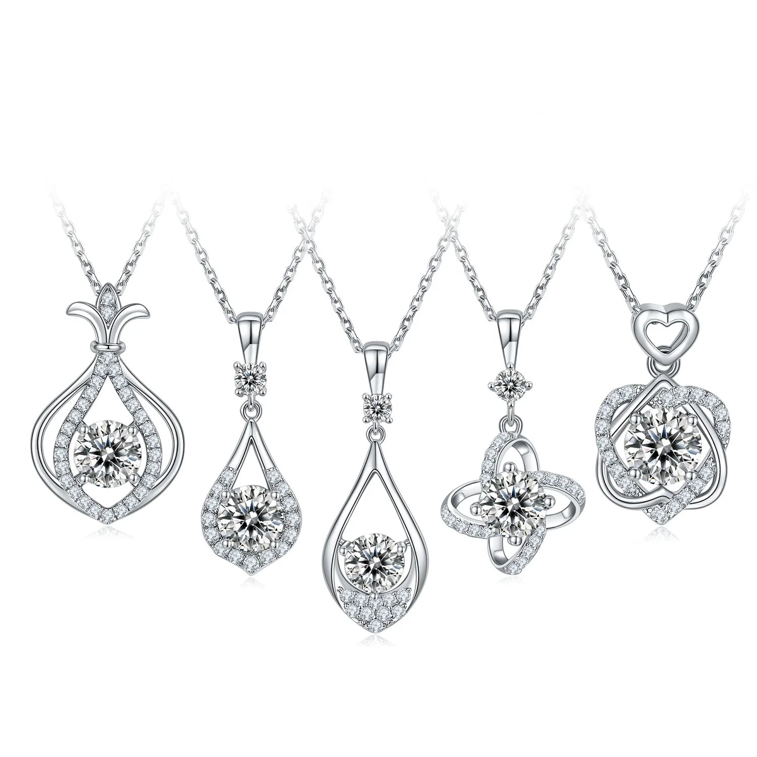 Abiding Fine Jewelry Custom Gold Plated 925 Sterling Silver VVS1 DEF Color Moissanite Diamond Pendant Necklace