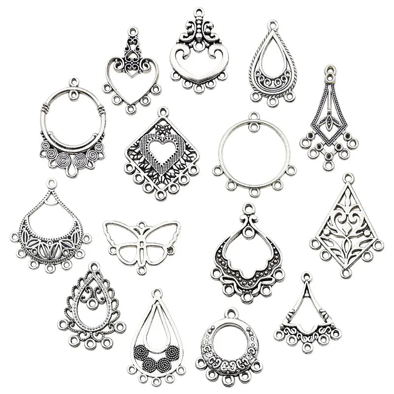 Bohemian Jewelry Bohemian Retro Women's Antique Silver Multi Hole Ear Hanging Flower Metal Tassel Earrings Retro Alloy Earrings