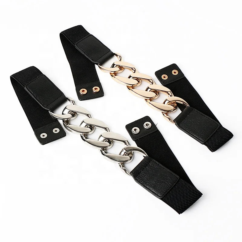 Fashion Ladies Daily Use Belt with Stretch Elastic Waistband and Alloy Decorative Accessories