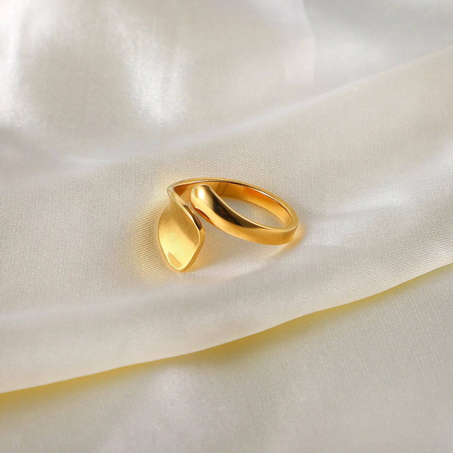 Geometric Stainless Steel  Adjustable Irregular Open Ring Female Jewellery 18k Gold Plated Ring