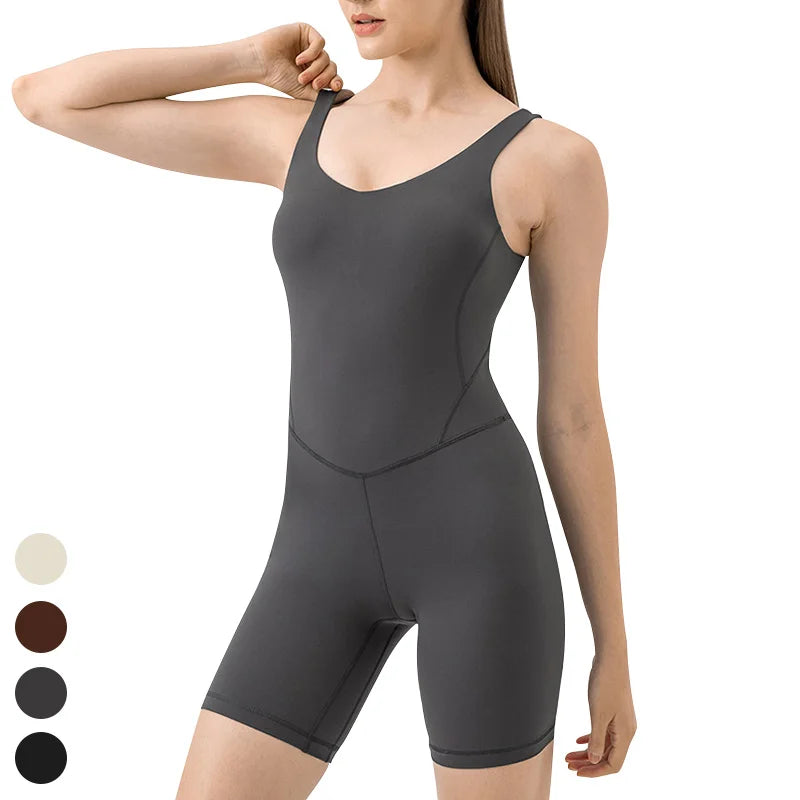 Wholesale New Sleeveless Sports Romper Tummy Hip Lifting Pilates Bodysuit Gym Fitness Jumpsuits One Piece Yoga Jumpsuit Women