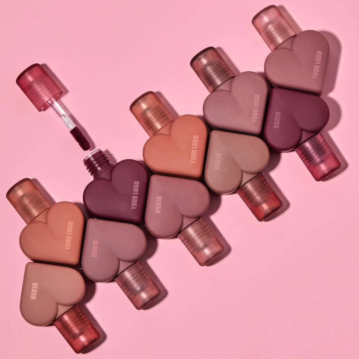 OEM Face High Pigment Liquid Lip and Cheek Tint Blush Heart Custom Logo 3-in-1 Vegan and Cruelty Free Makeup Liquid Blush