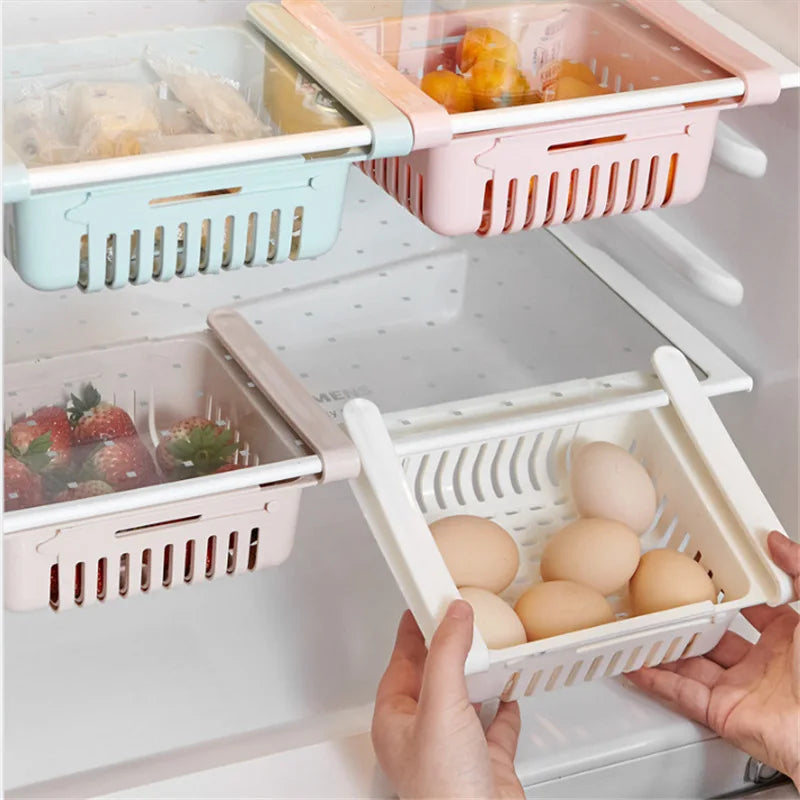 Retractable Drawer Type Refrigerator Storage Box Food Fresh-keeping Classified Fridge Plastic Organizer Container