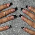 Wholesale Nude Black False Medium French Ballerina Fake False Nail Custom with Free Glue Sticker 24pcs Artificial Nails