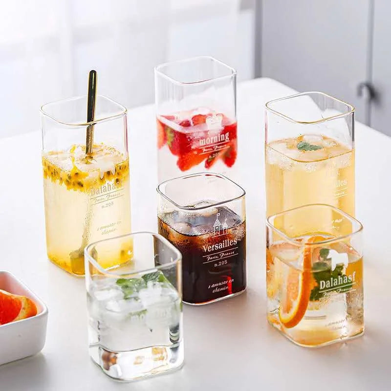 New Fashion 400ml Square Glass Cups Borosilicate Glass Tumbler MegaBDM