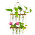 Dropship Wall Hanging Plant Propagation Planter Double Layer Glass Terrarium With Wood Holder 8 Test Tubes Vase for Home Office